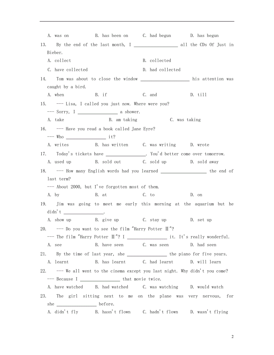 九年级英语全册《Unit 12 Life is full of the unexpected》基础练习 人教新目标版_第2页