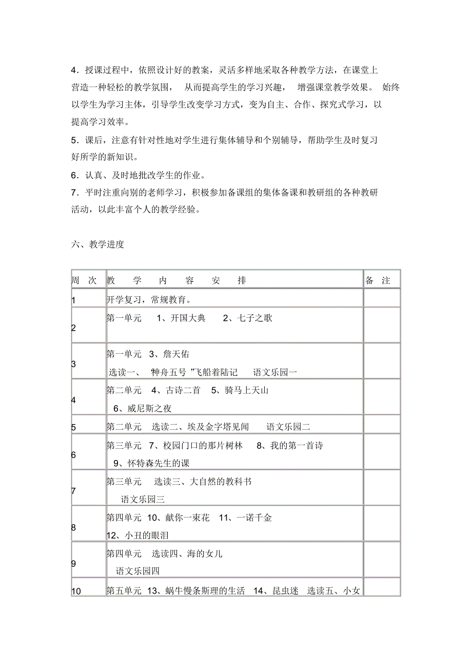 A版小学语文六年级上册教材分析_第4页