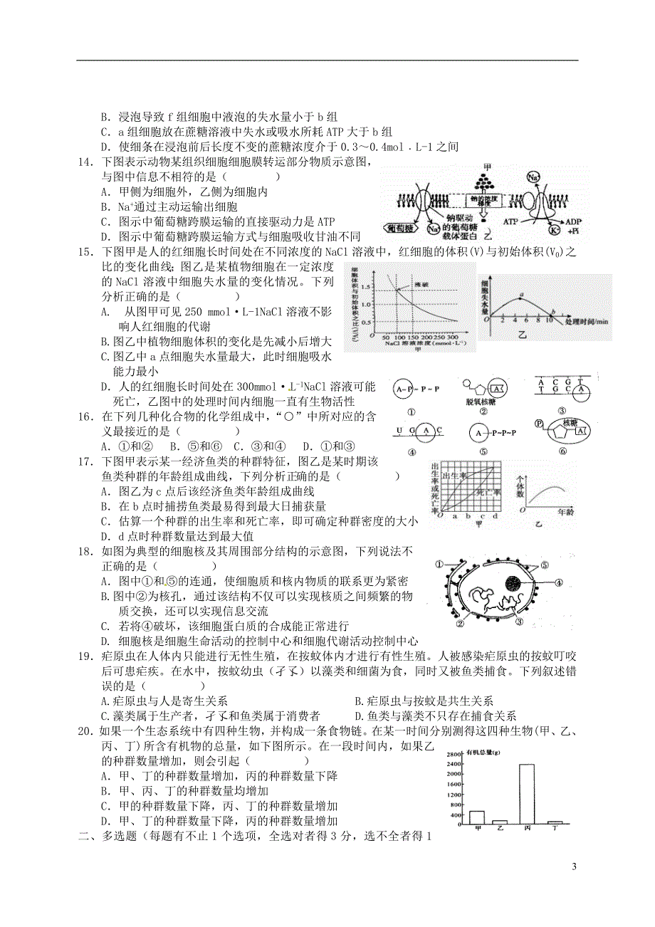 高三生物10月月考试题4_第3页