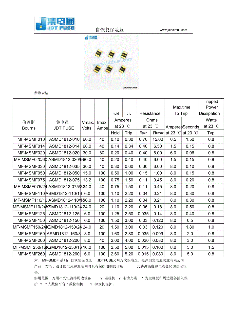 bourns自恢复贴片保险丝介绍_第4页