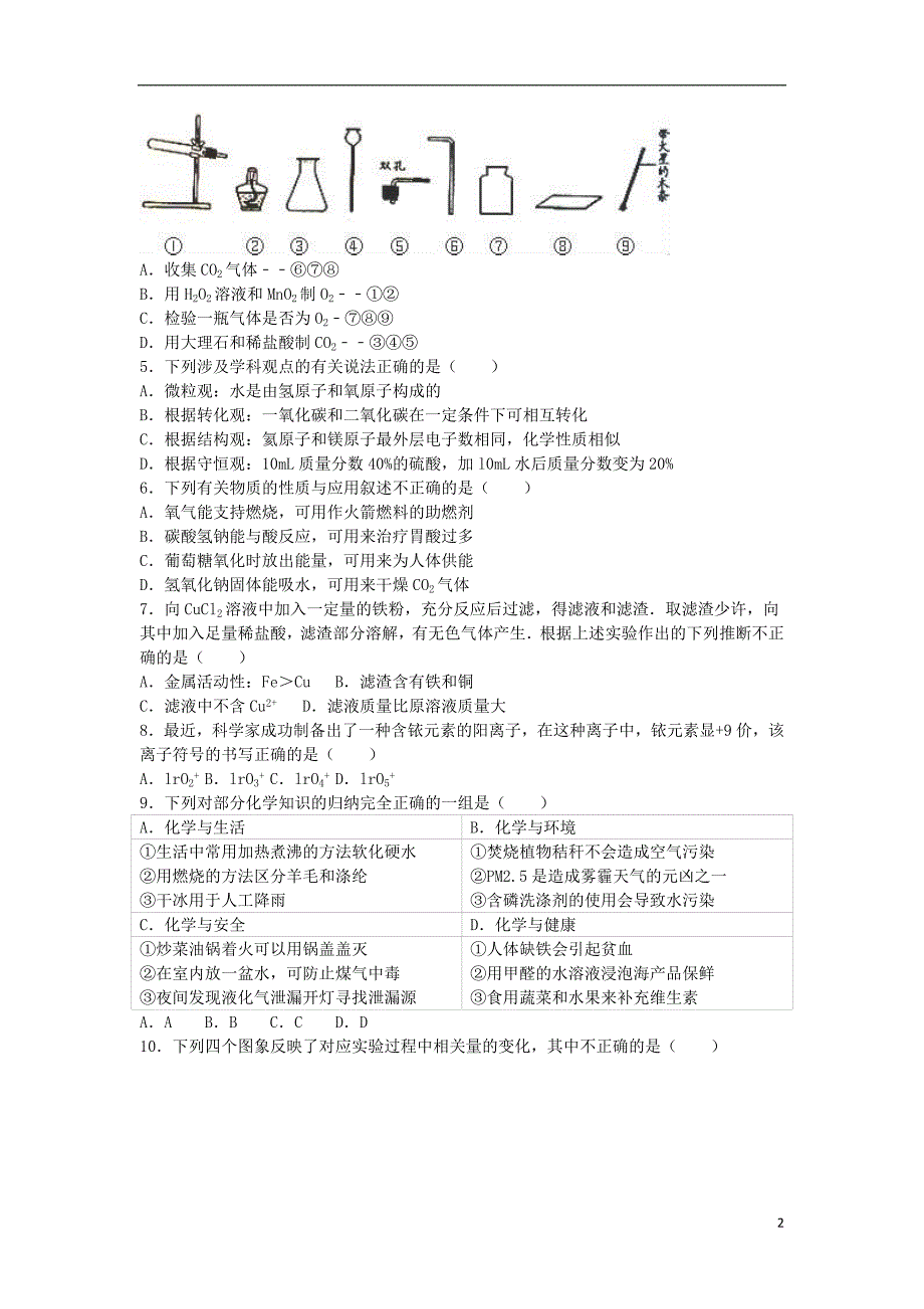 九年级化学下学期第四次月考试卷（含解析） 新人教版_第2页