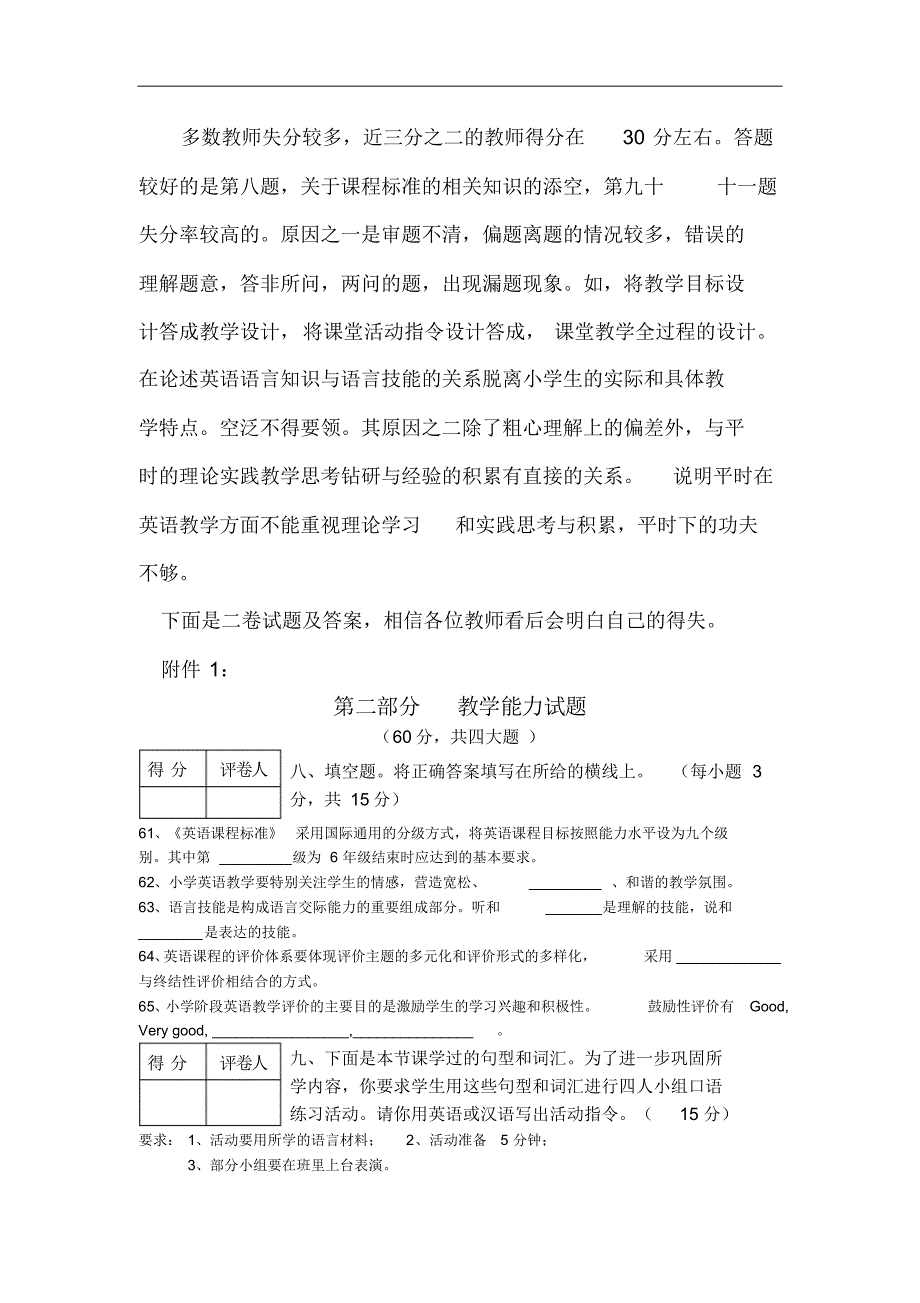 Ecoahja小学教育英语教师能力测试阅卷情况报道_第3页