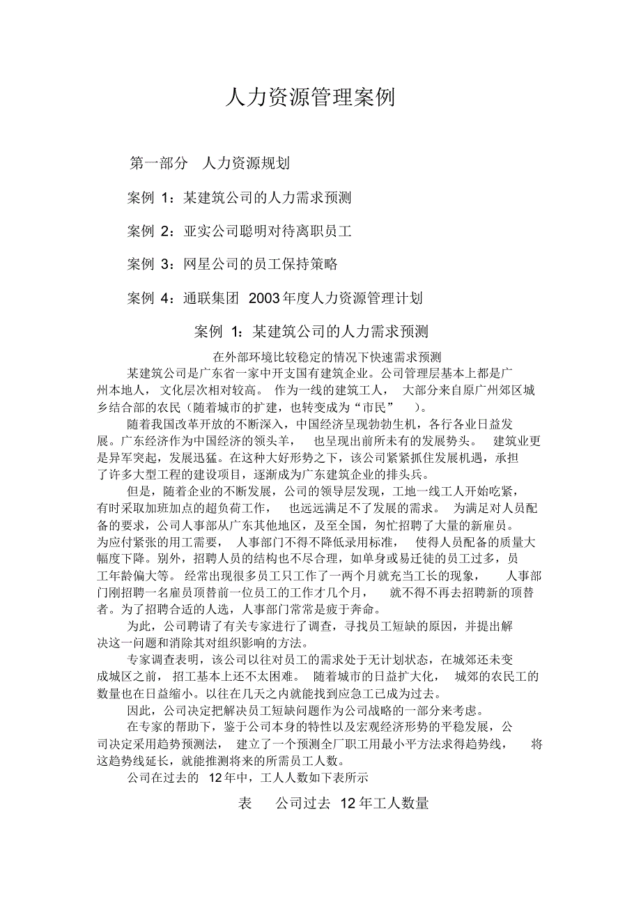 人力资源教学案例(人力资源规划)_第1页