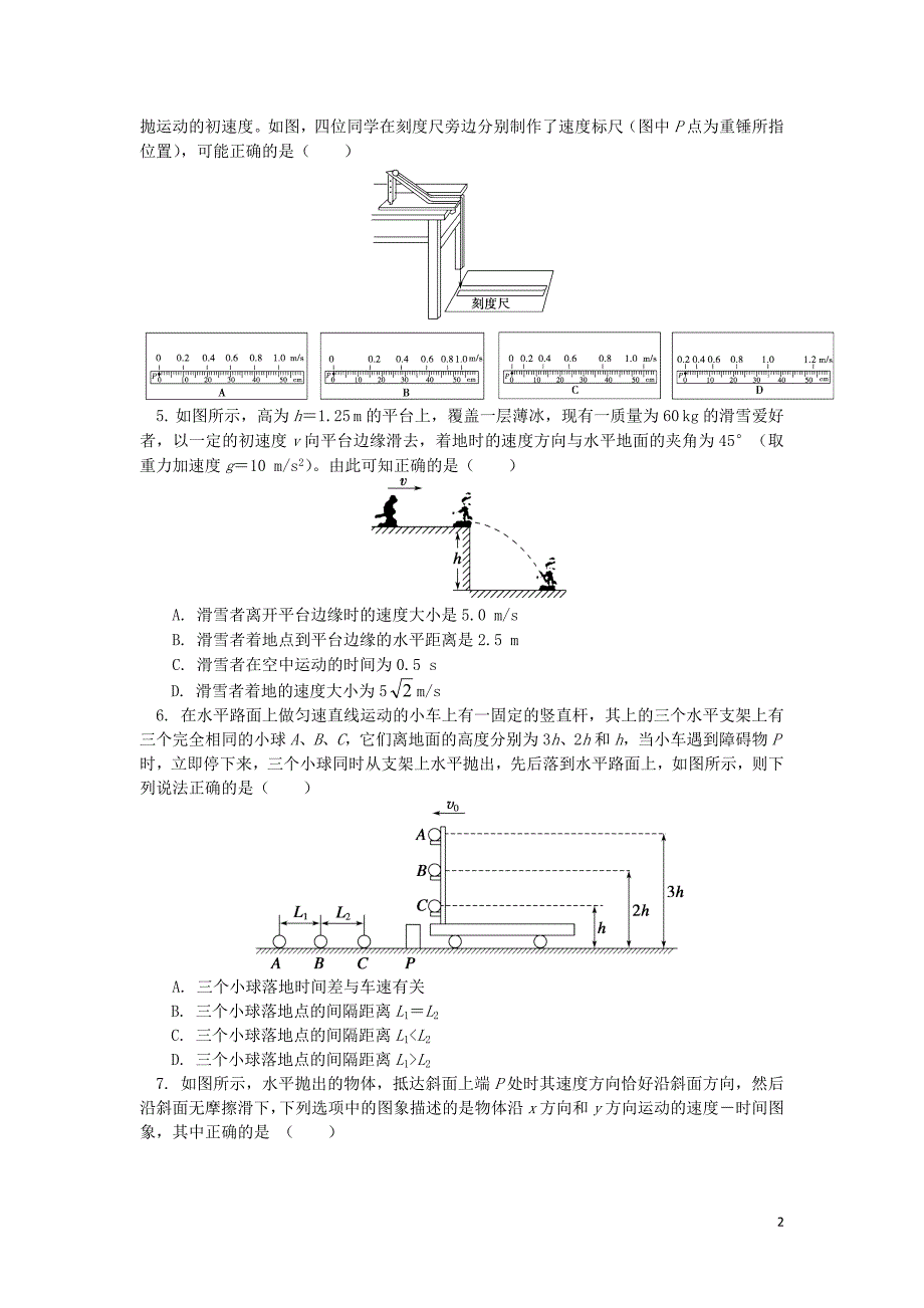 2018高中物理 第五章 曲线运动 第4节 平抛运动的规律总结练习 新人教版必修2_第2页