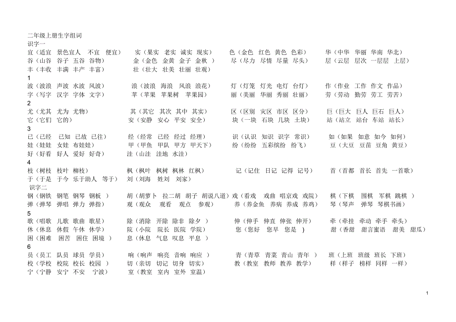 二年级上册生字组词(1)_第1页