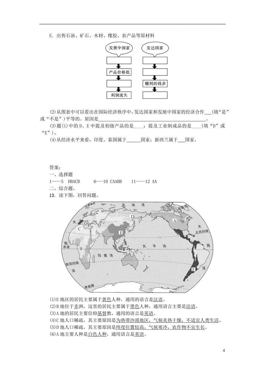 七年级地理上册 第四章 居民与聚落单元综合测试题 新人教版1_第4页