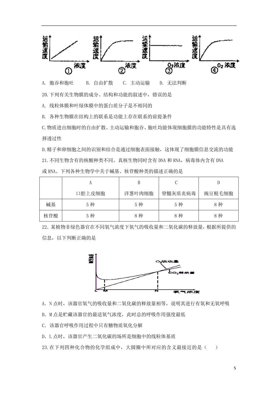 河北省衡水市2018版高三生物上学期第三次月考试题_第5页