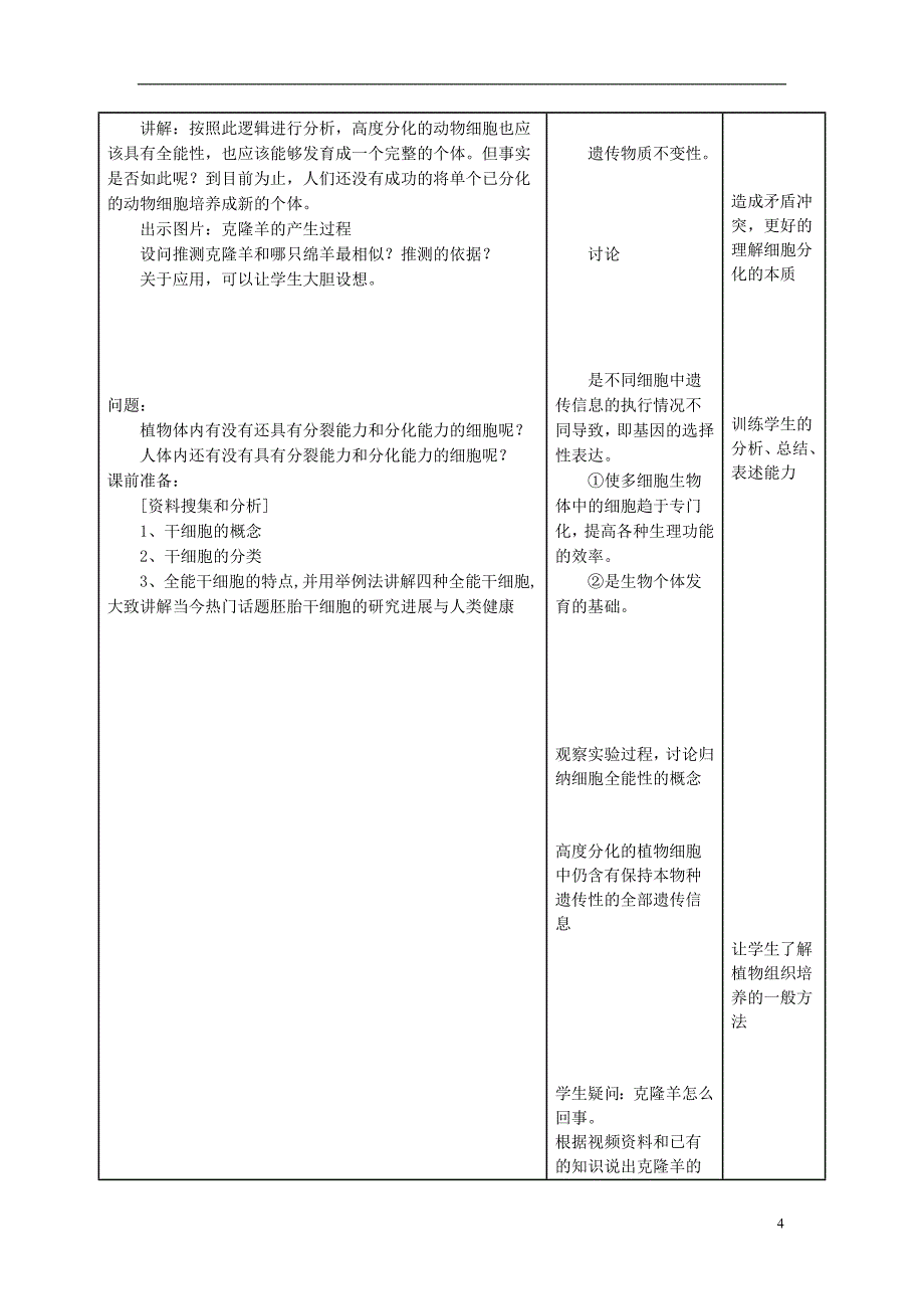 高中物理 6_2 细胞分化教学设计 新人教版必修11_第4页