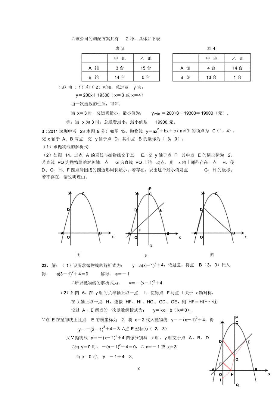 初三二次函数历年中考回顾教师版_第2页