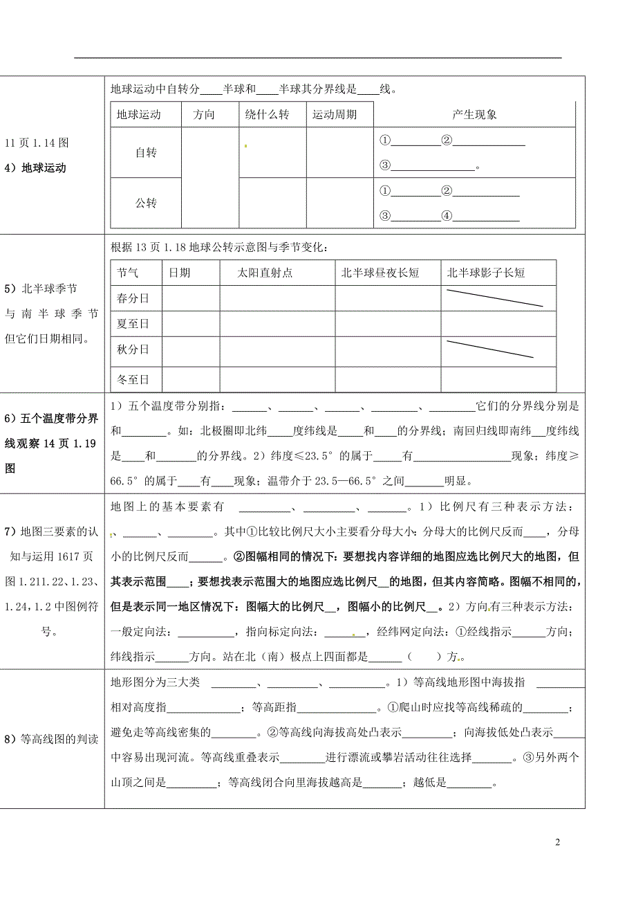 七年级地理上册 第一章 地球和地图学案（无答案） 新人教版_第2页