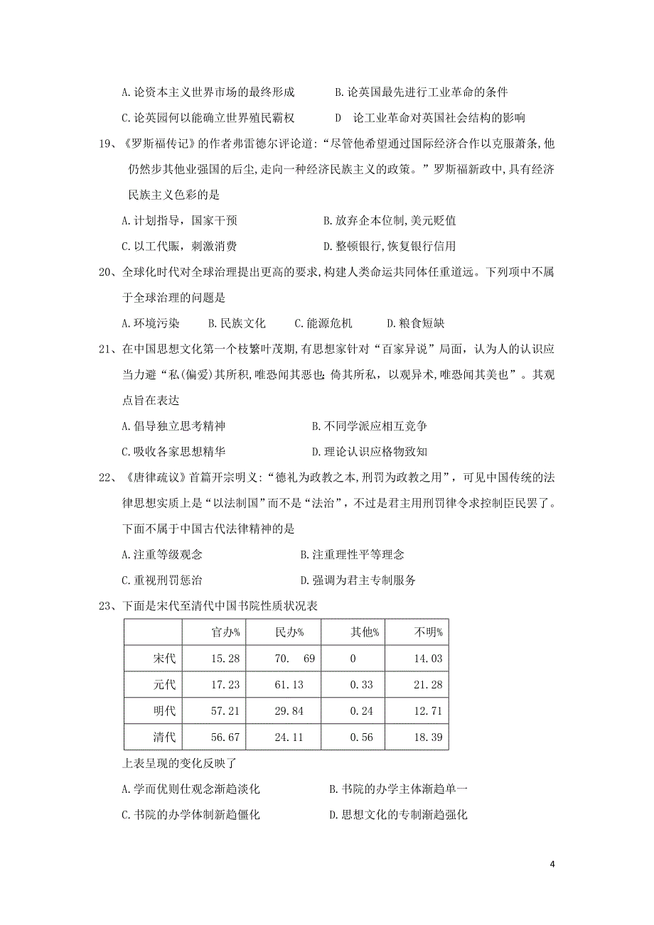 山东省曲阜市2018版高三历史上学期期中试题_第4页