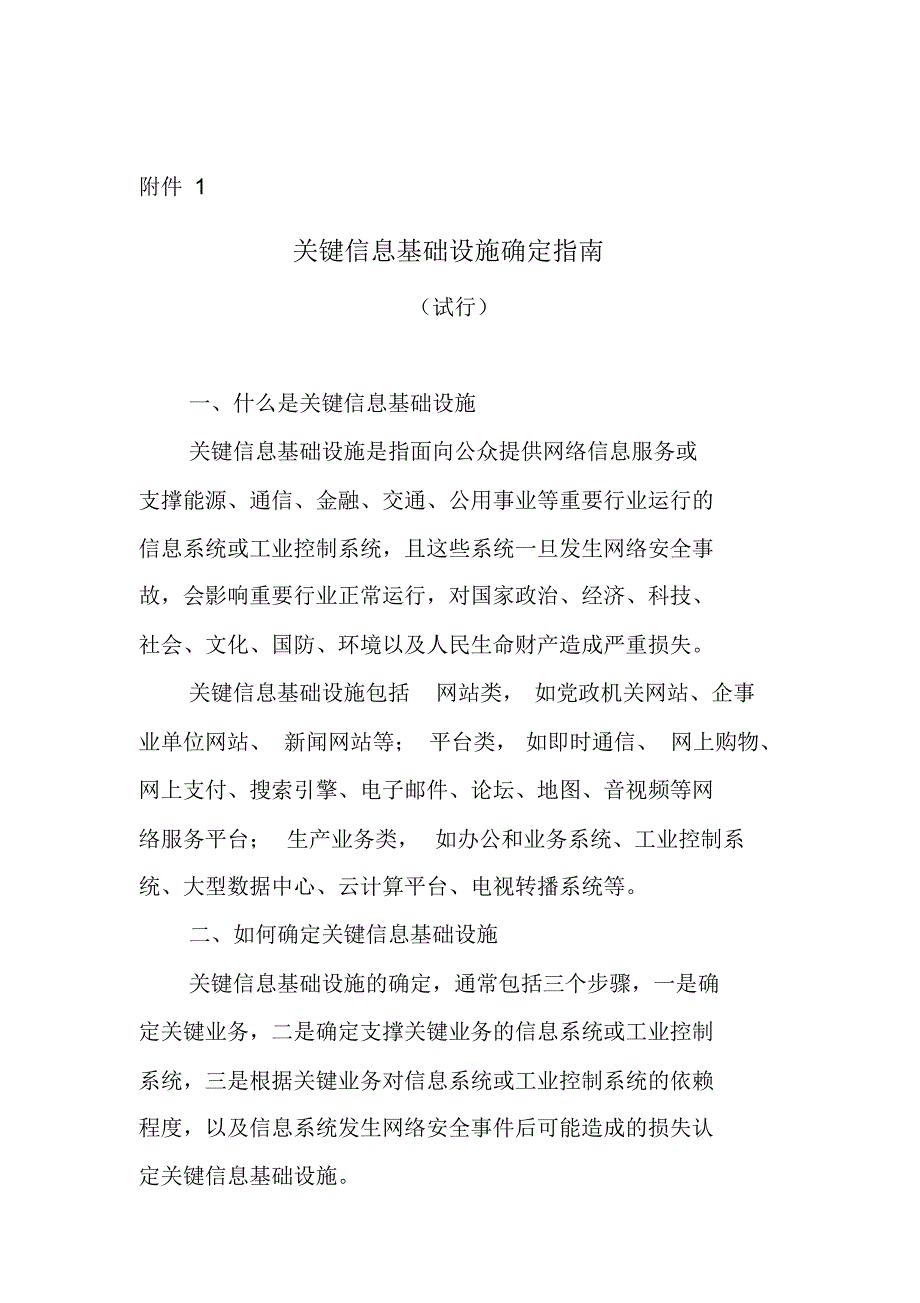 关键信息基础设施确定指南(试行)_第1页