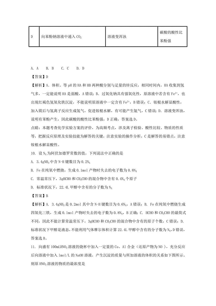 湖北省黄冈市2018版高三9月质量检测化学试题 word版含解析_第5页