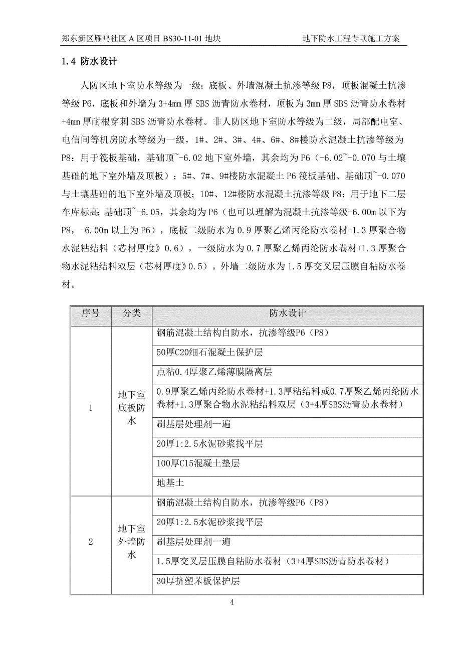 郑东新区雁鸣社区地下防水工程专项施工_第5页