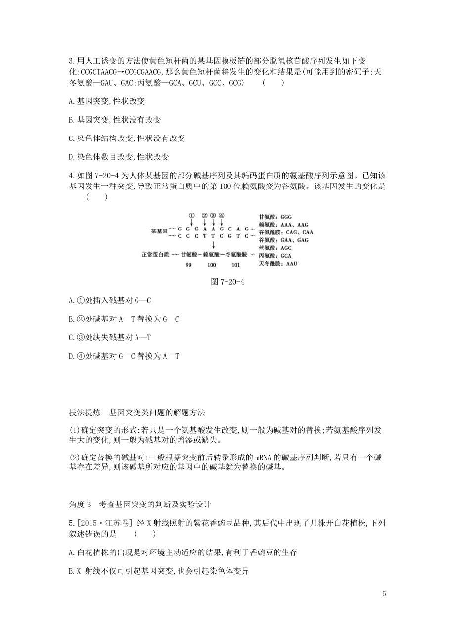 2019届高考生物一轮复习第7单元变异育种与进化听课学案_第5页