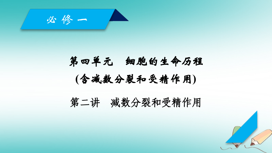 2019高考生物一轮总复习 第四单元 细胞的生命历程 第2讲 减数分裂和受精作用课件 新人教版必修1_第1页