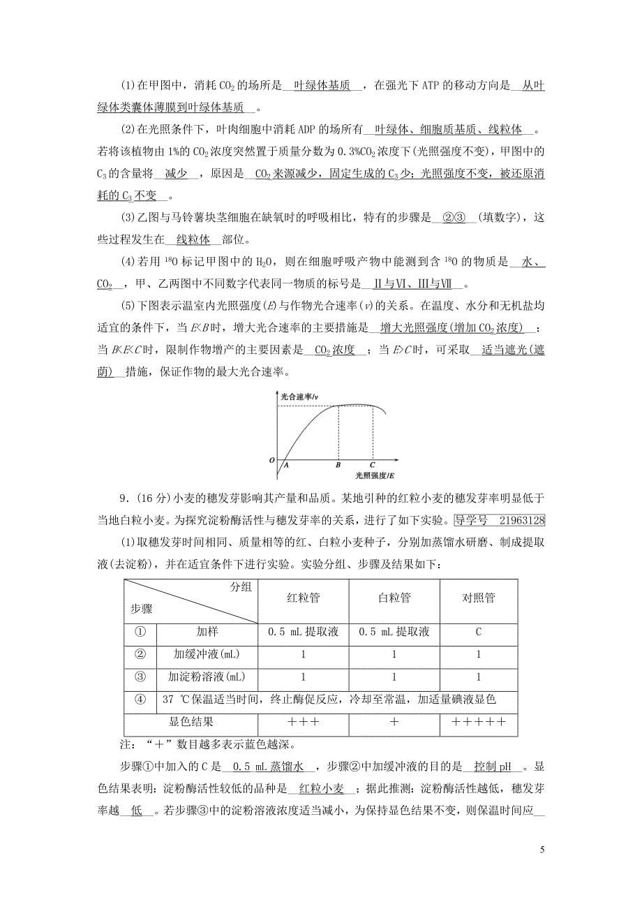 2019高考生物一轮总复习 第三单元 细胞的能量供应和利用 3 细胞的能量供应和利用 新人教版必修1_第5页