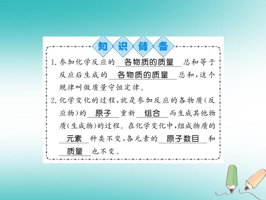 2018年秋九年级化学上册第4章认识化学变化第2节化学反应中的质量关系习题课件沪教版_第2页