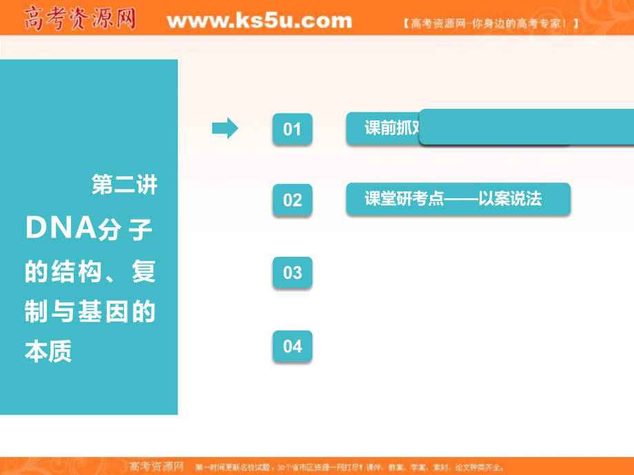 2018-2019学年度高中新创新一轮复习生物江苏专版课件：必修2 第二单元 第二讲 dna分子的结构、复制与基因的本质 _第1页