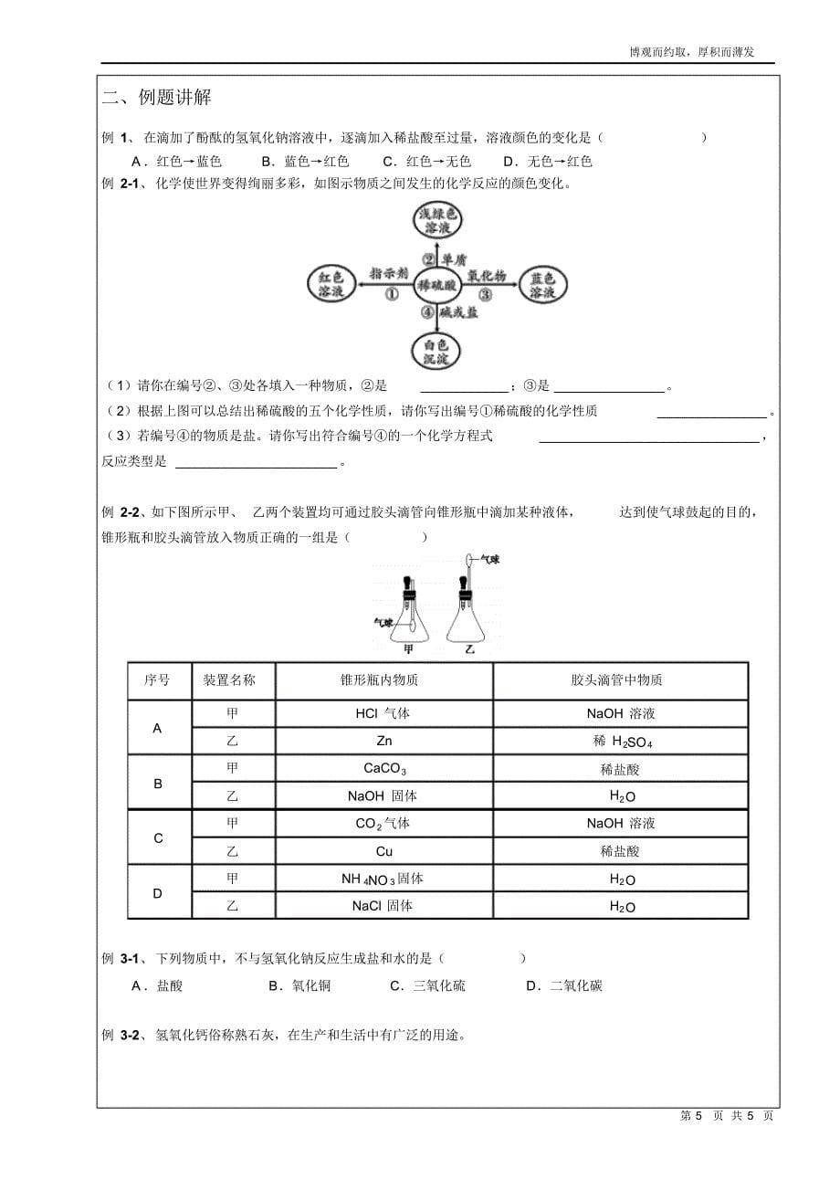 学案：常见的酸和碱_第5页