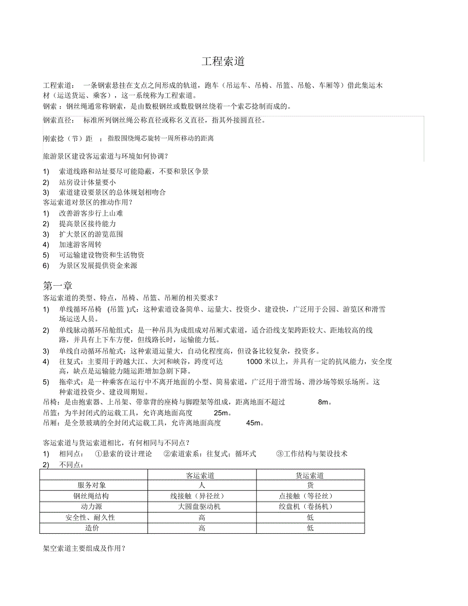 工程索道复习材料(自己整理的)_第1页