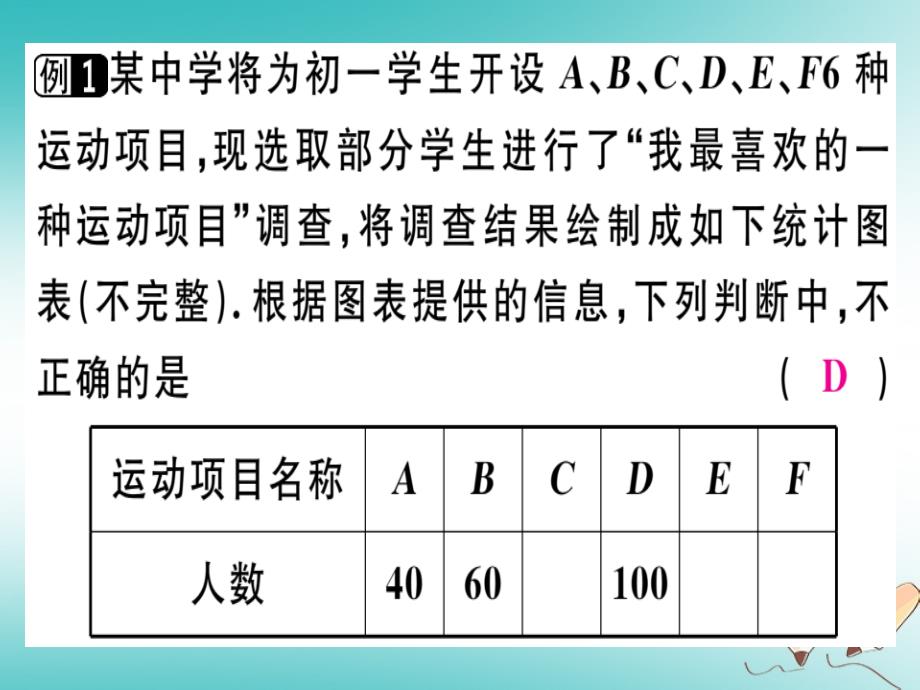 广东省2018年秋七年级数学上册广东微专题统计图表的综合问题习题课件新版北师大版_第2页