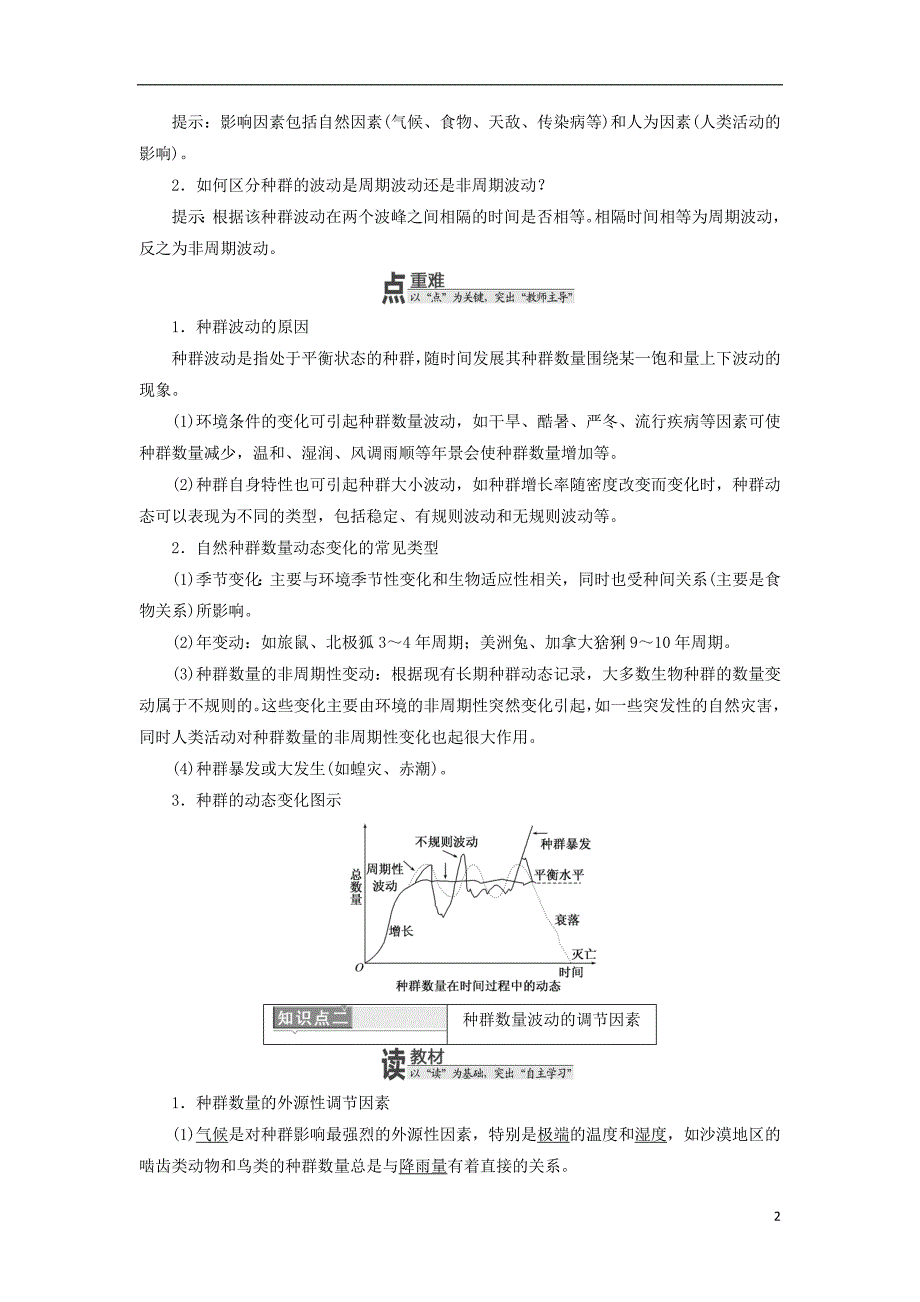 浙江专版2017_2018学年高中生物第四章种群第三节种群的数量波动及调节学案浙科版必修_第2页