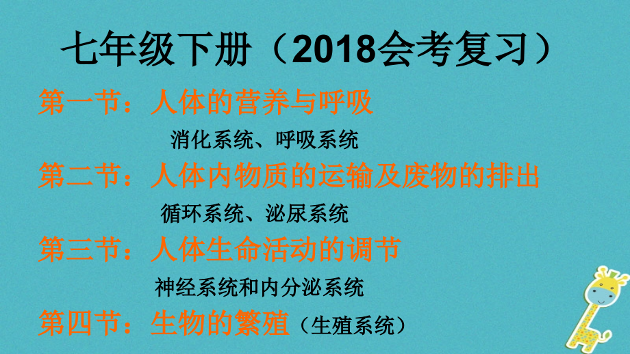 广东省佛山市2017-2018学年中考生物 七下 生物复习提纲课件_第1页