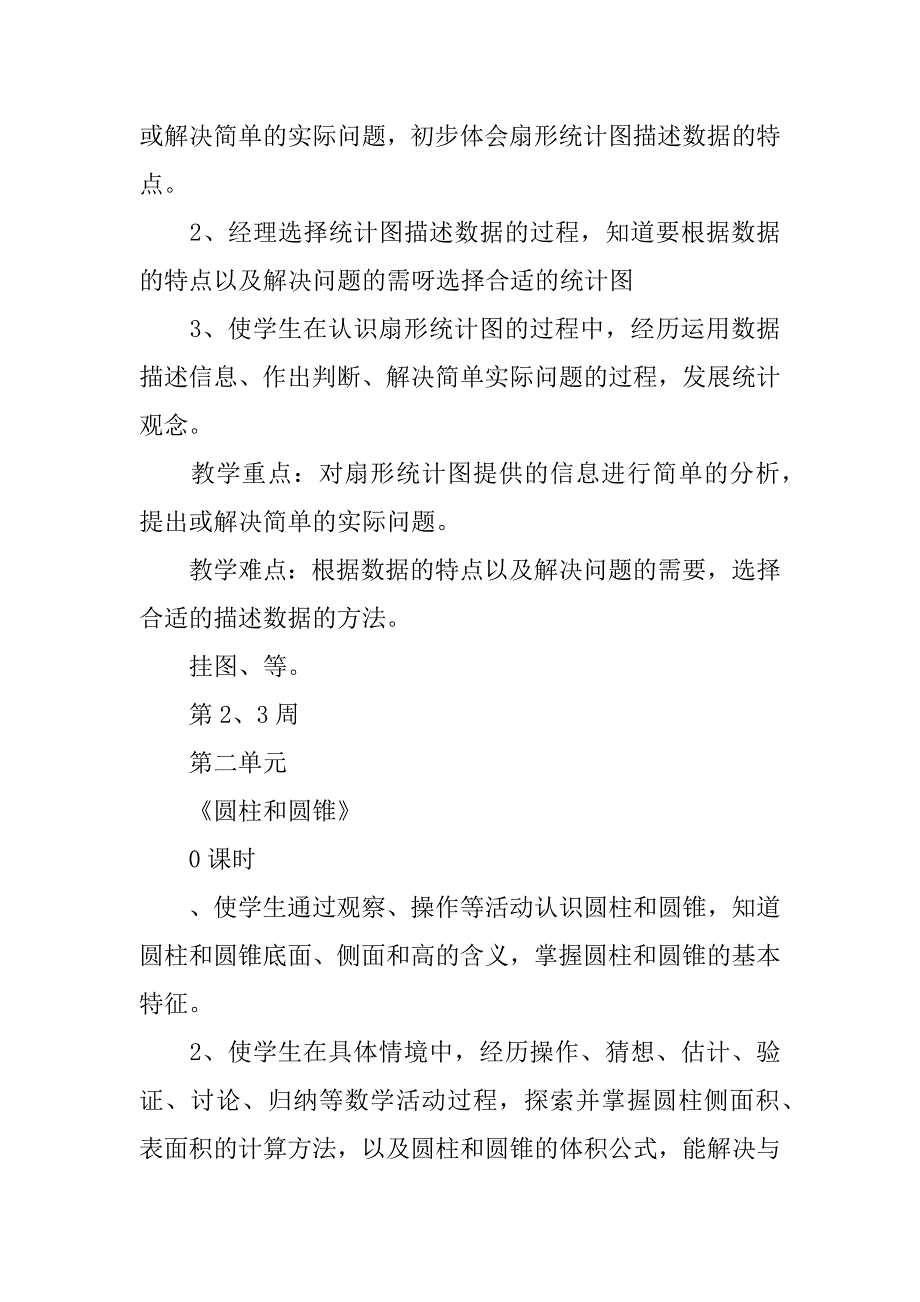 xx六年级下册数学教学计划表（新苏教版）_第2页