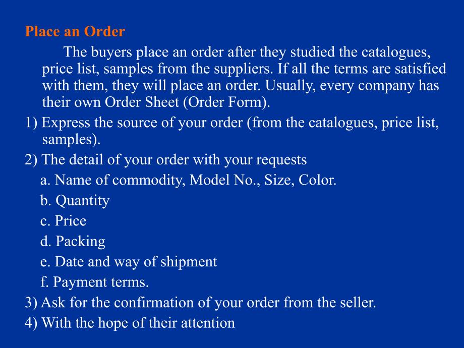 外贸函电 下订单Unit9 Orders_第4页