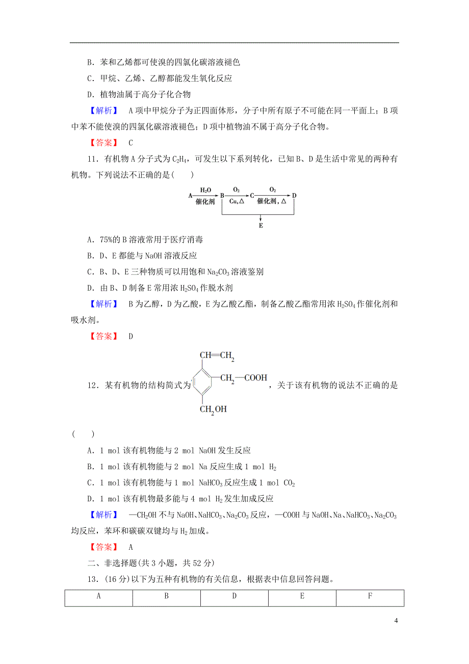 高中化学 专题综合测评3 苏教版1_第4页