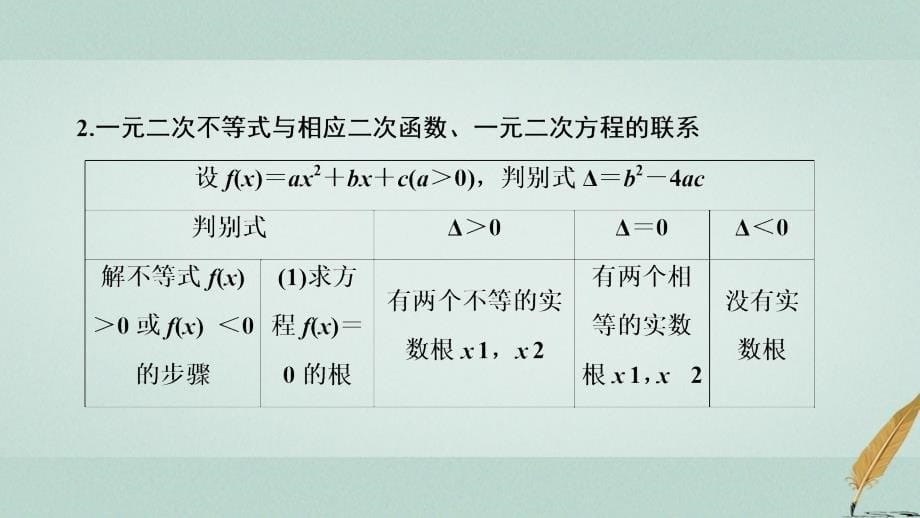 2017_2018学年高中数学第三章不等式3.2一元二次不等式及其解法第1课时一元二次不等式的解法课件新人教a版必修_第5页