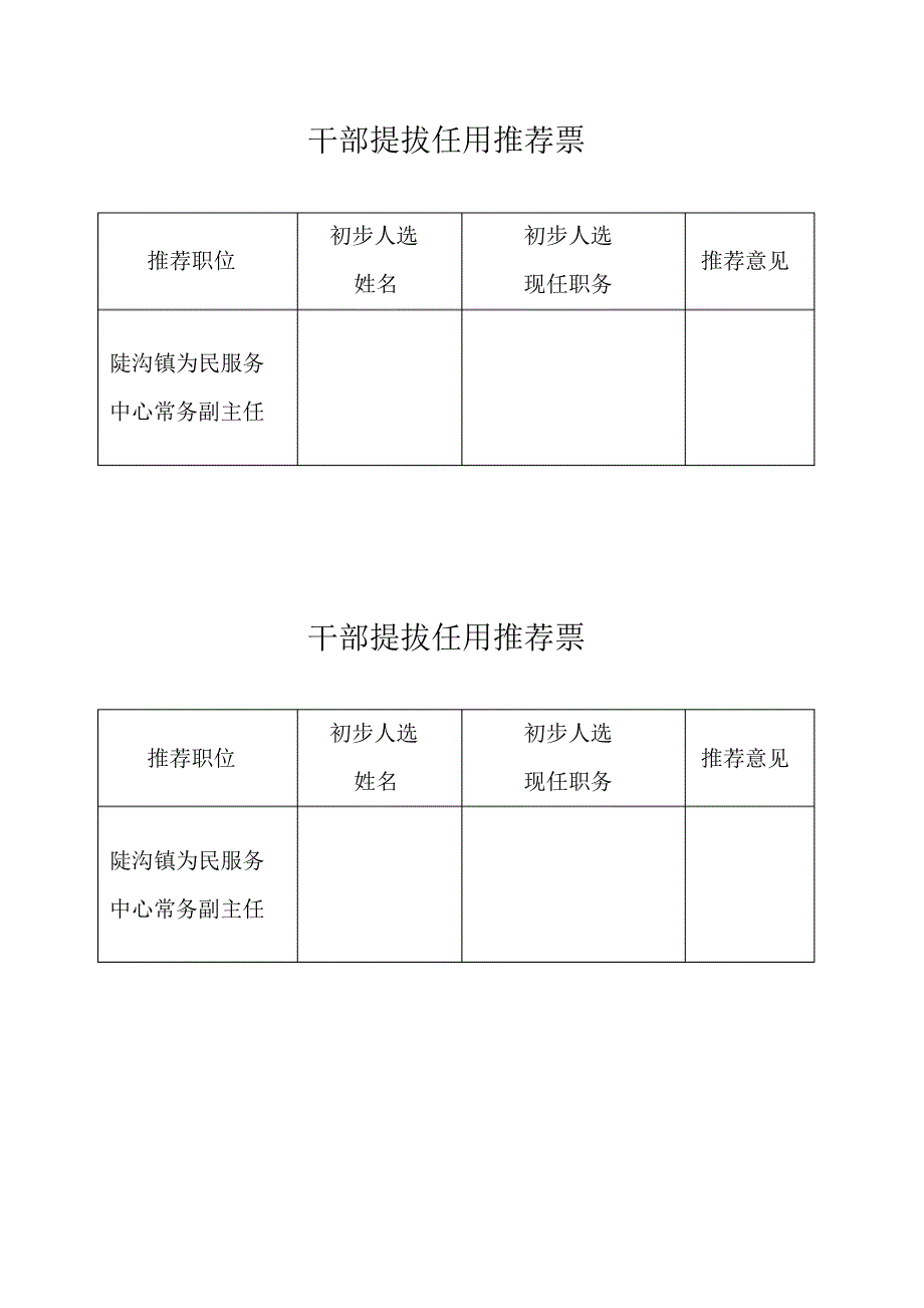 干部提拔任用推荐票_第1页