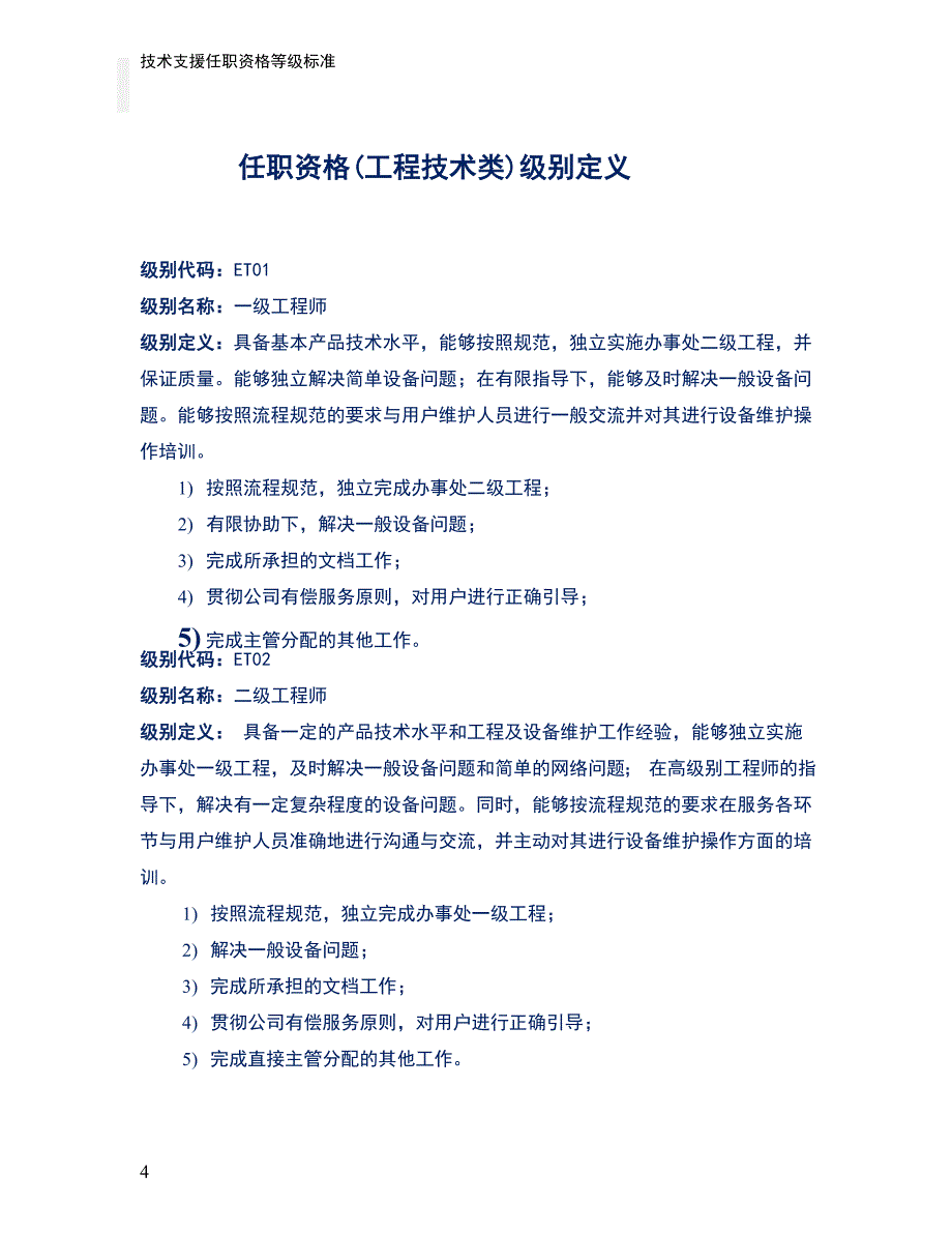 人力资源之技术支援任职资格等级标准（工程技术类）_第4页