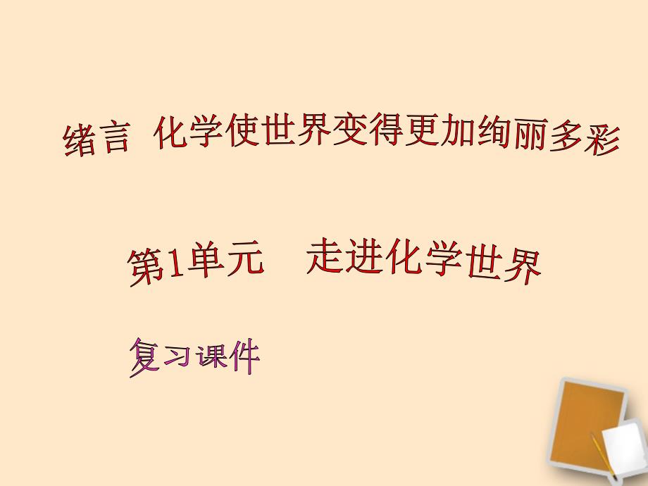 九年级化学上册_第1单元走进化学世界复习课件_人教新课标版_第1页