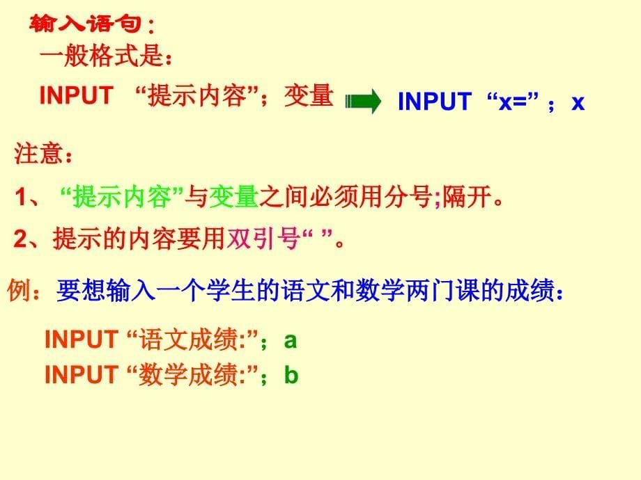 《第一章_算法初步12_基本算法语句121 赋值输入和输出语句课件》高中数学人教b版版必修三_第5页