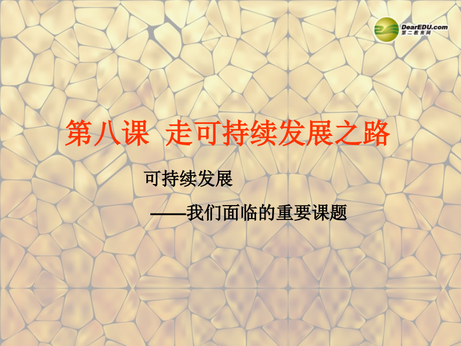 九年级政治全册_第三单元_关注国家的发展 82 可持续发展我们面临的重要课题说课课件 鲁教版_第1页