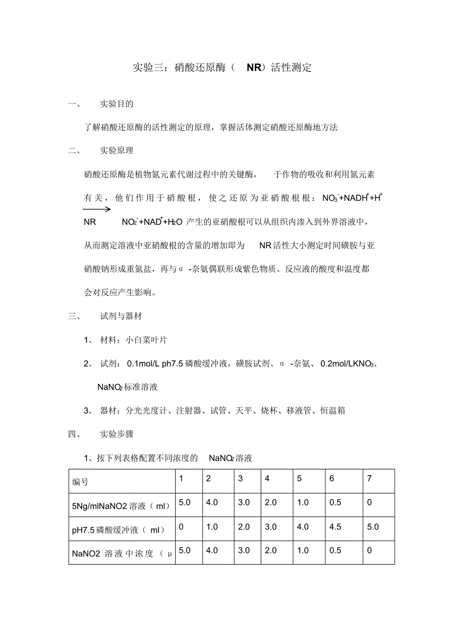 硝酸还原酶(NR)活性测定_第1页