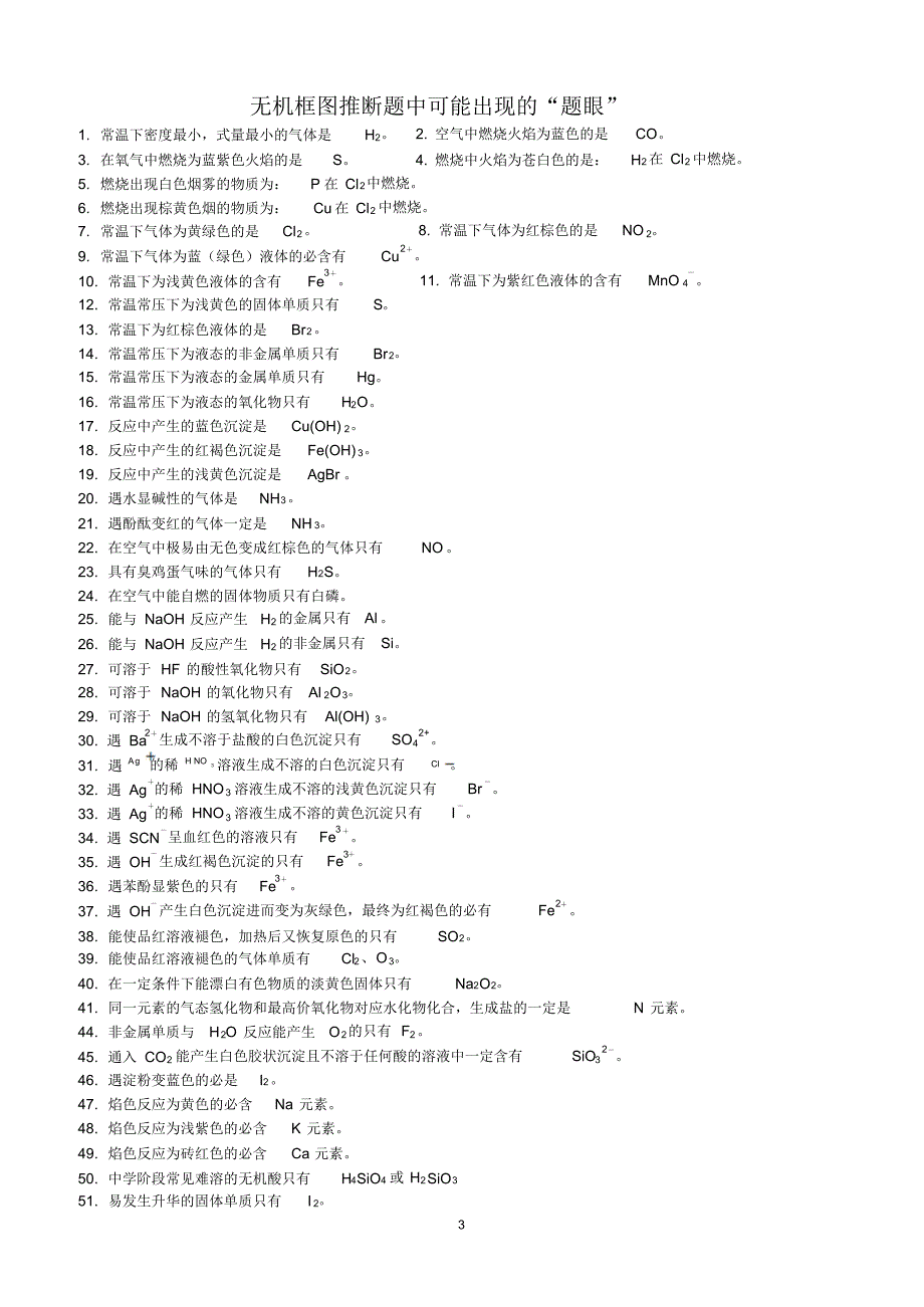 高考化学常见物质推断题突破口_第3页