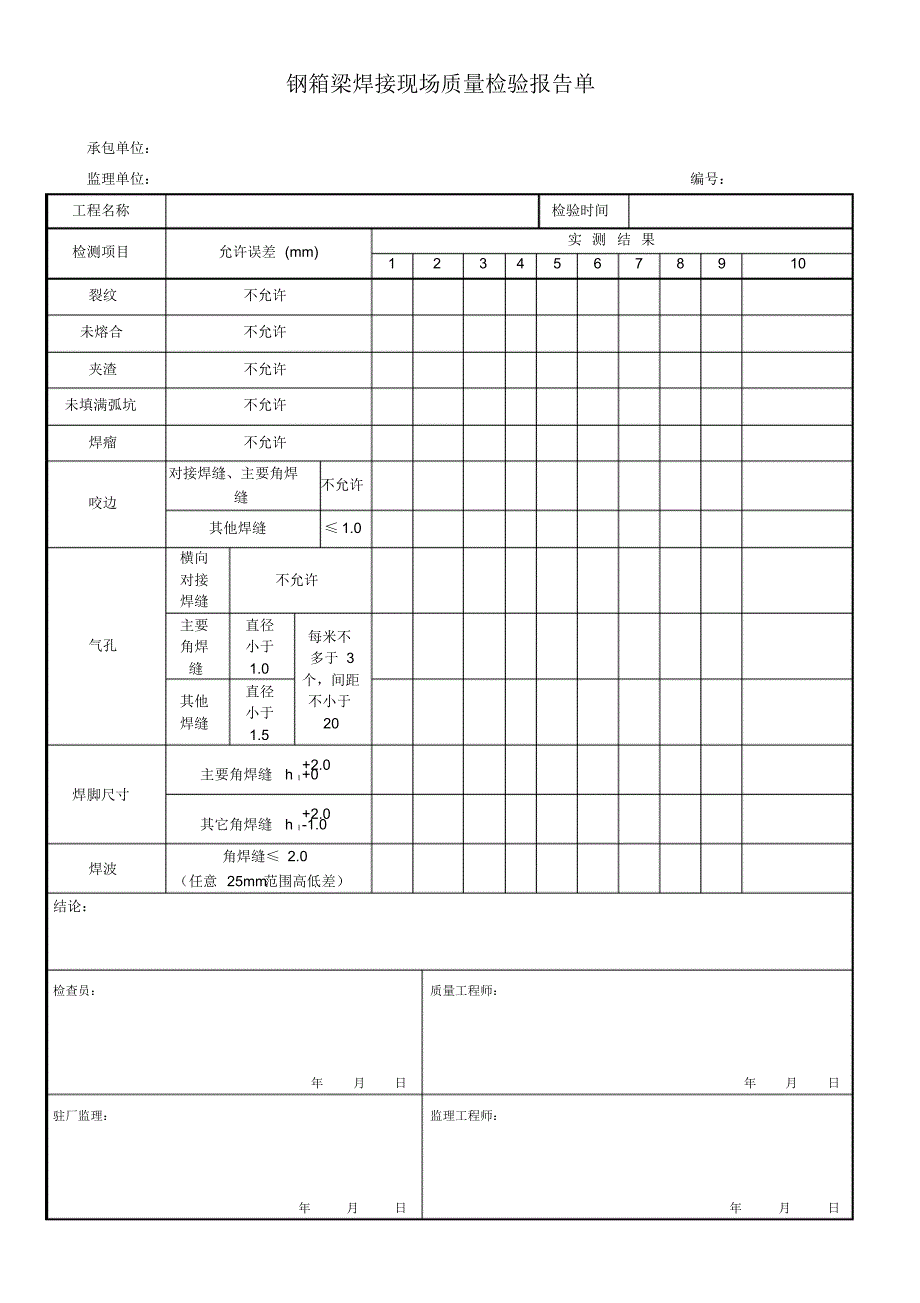 鄂尔多斯钢箱梁检查表_第3页