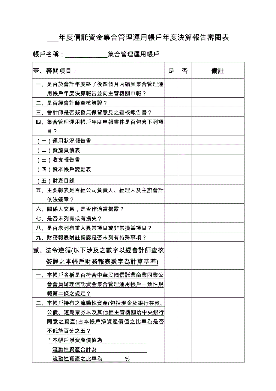 集管帐户决算报告审阅表_第1页