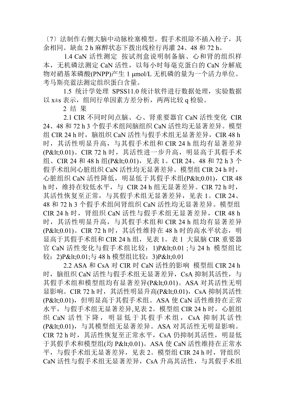 脑缺血再灌注损伤大鼠重要脏器钙调神经磷酸酶活性变化及阿司匹林_第2页