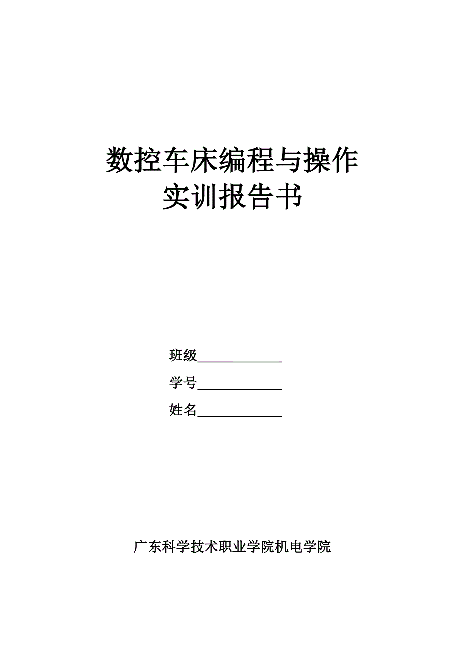 数控车床编程与操作实训报告书(科干)_第1页