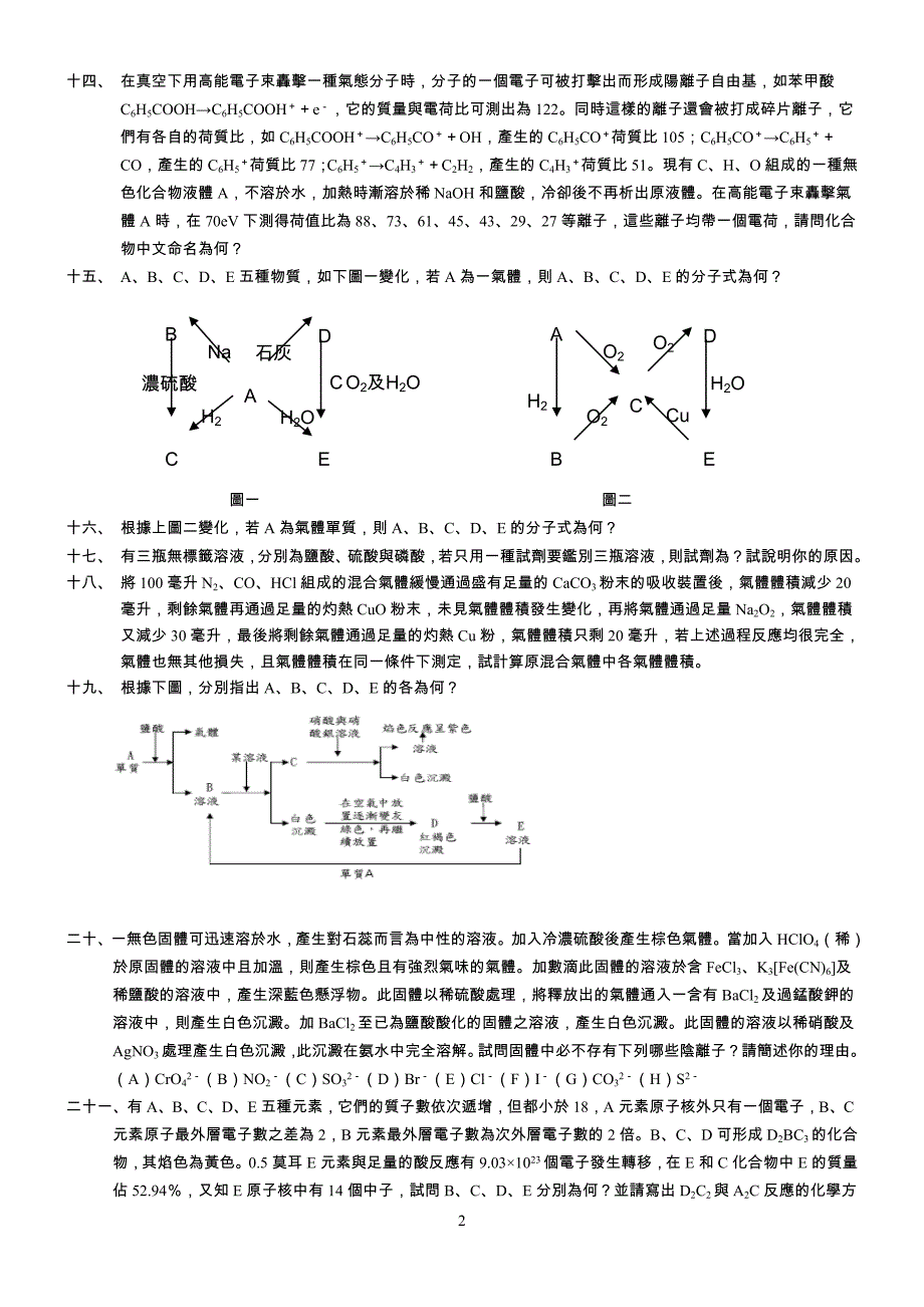 自然科竞赛校内笔试初赛化学科试题_第2页