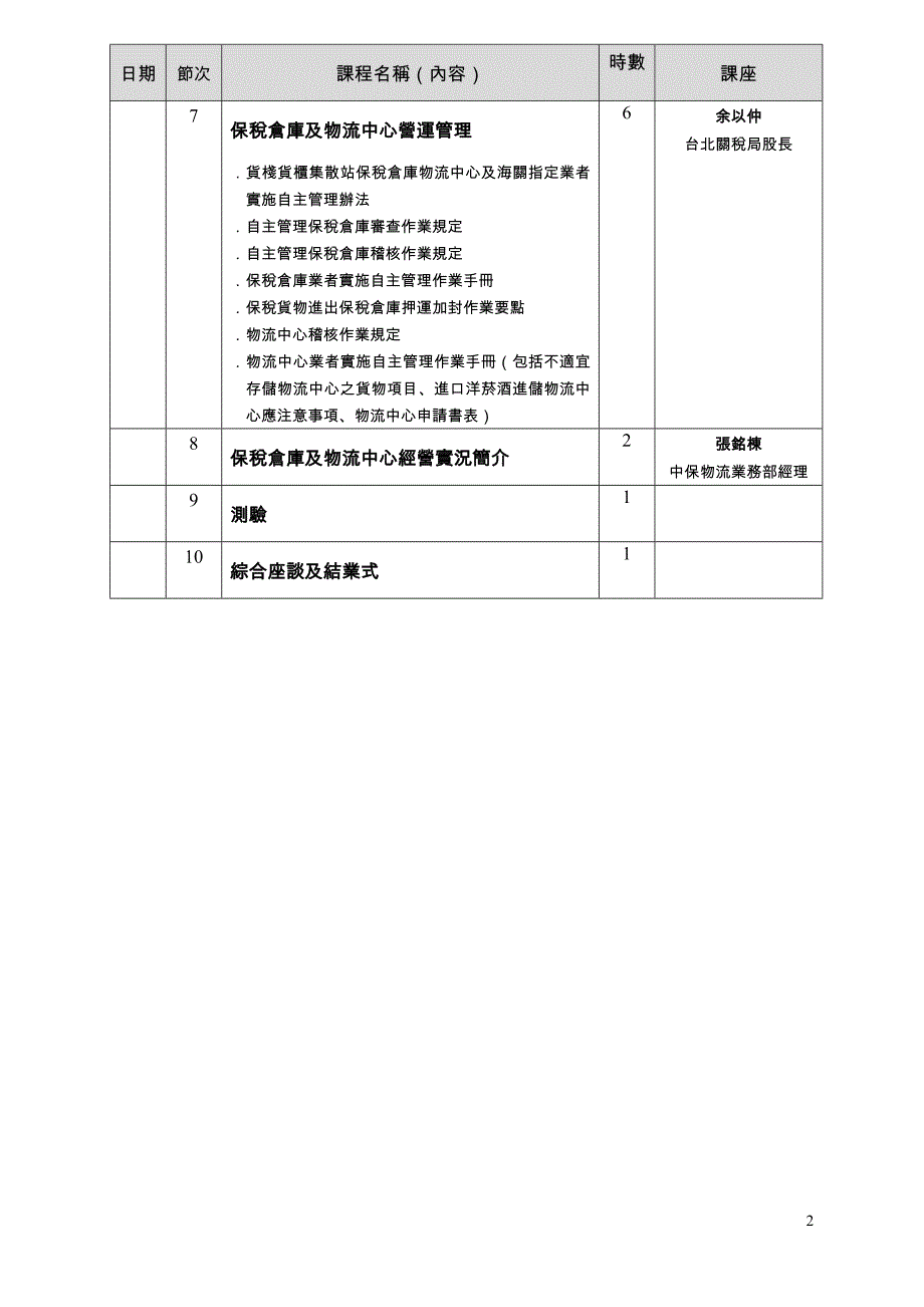 物流中心及保税仓库专责人员训练招生计划书_第2页