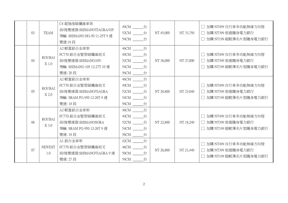 品牌自行车团购表-南港软体工业园区_第2页