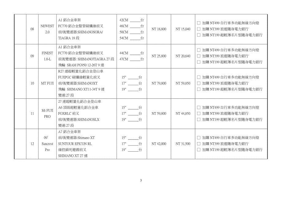 品牌自行车团购表-南港软体工业园区_第3页