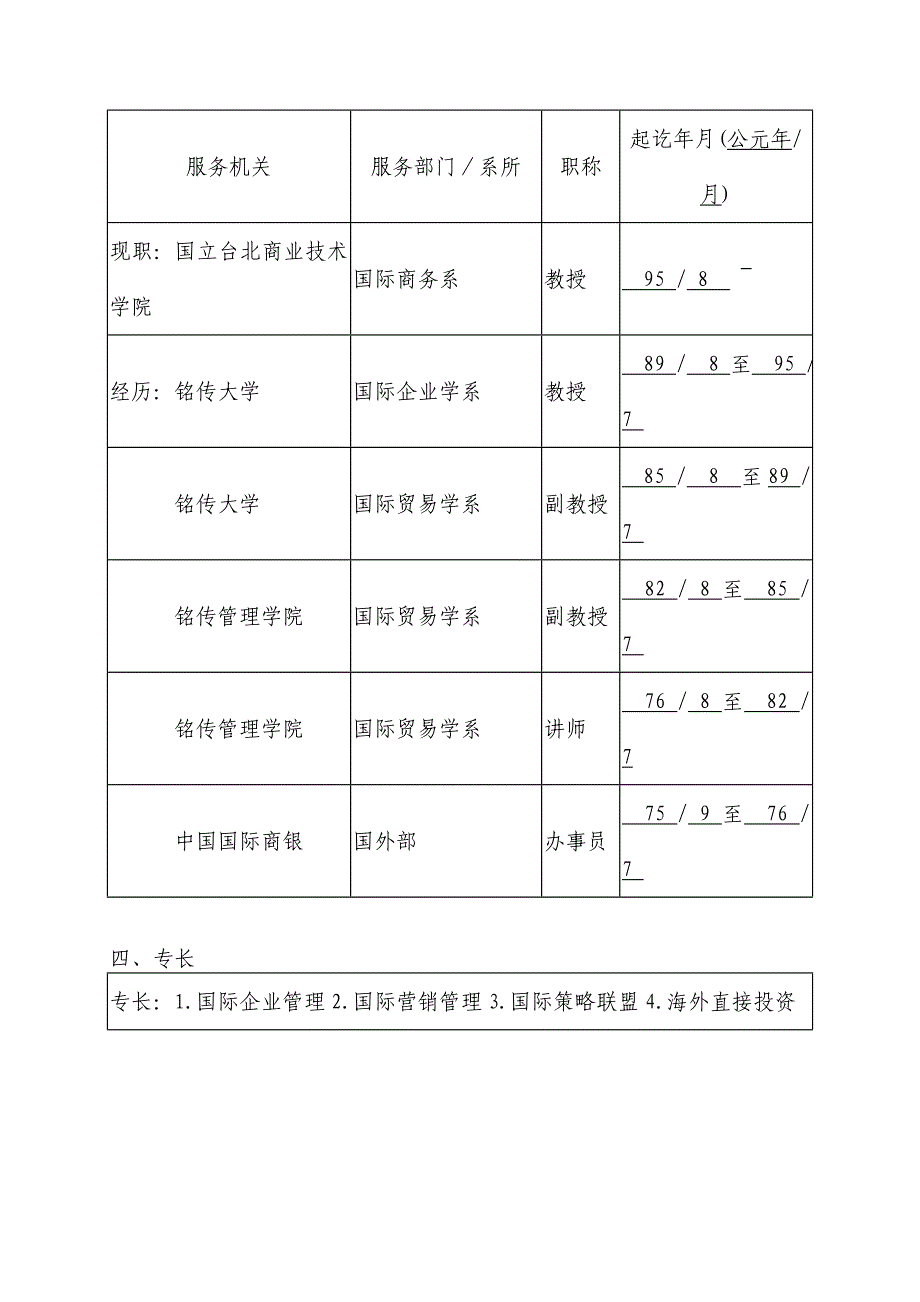 王大刚教授简历表(模板)_第2页