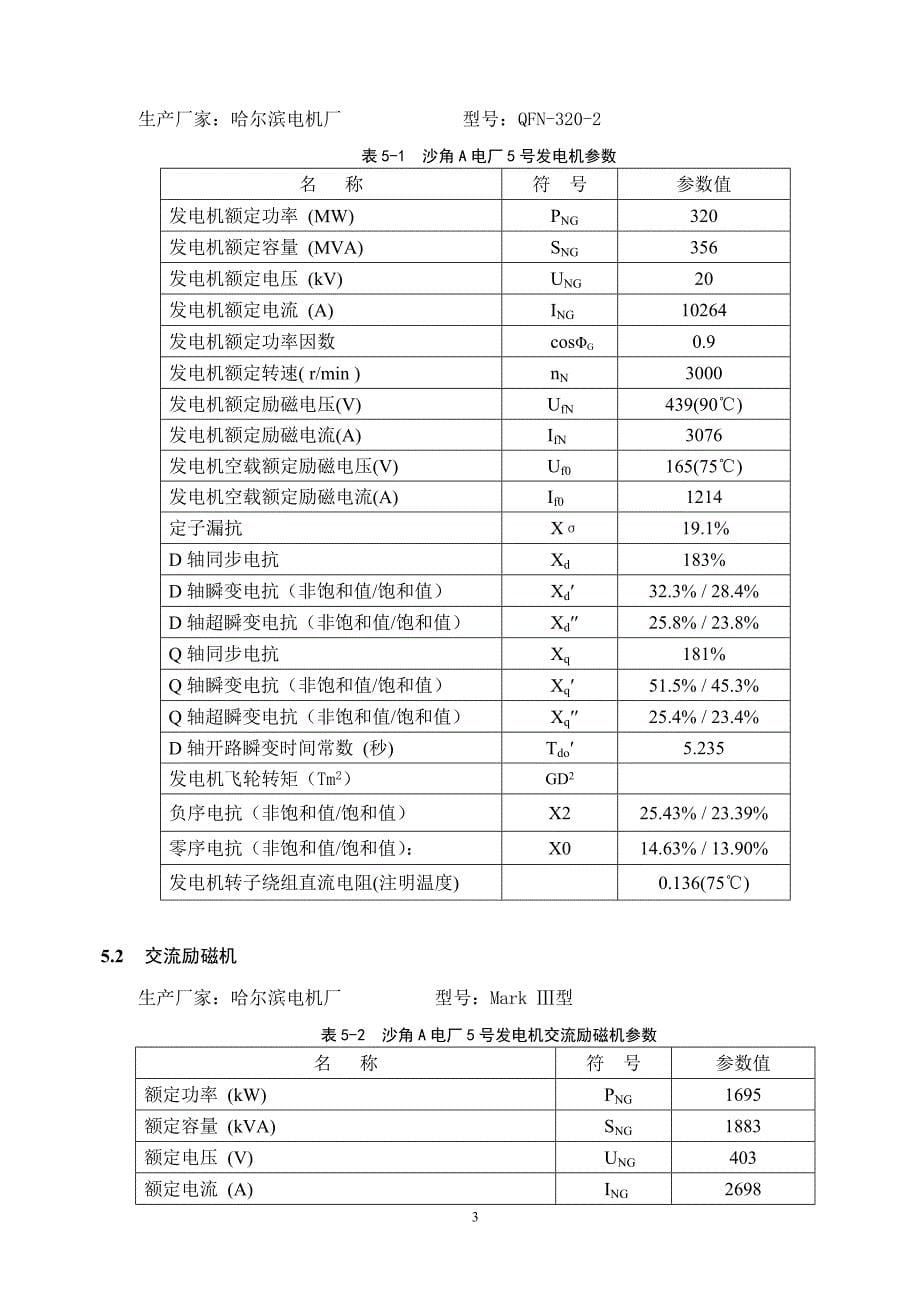 沙角a电厂5号机励磁系统参数实测试验方案_第5页