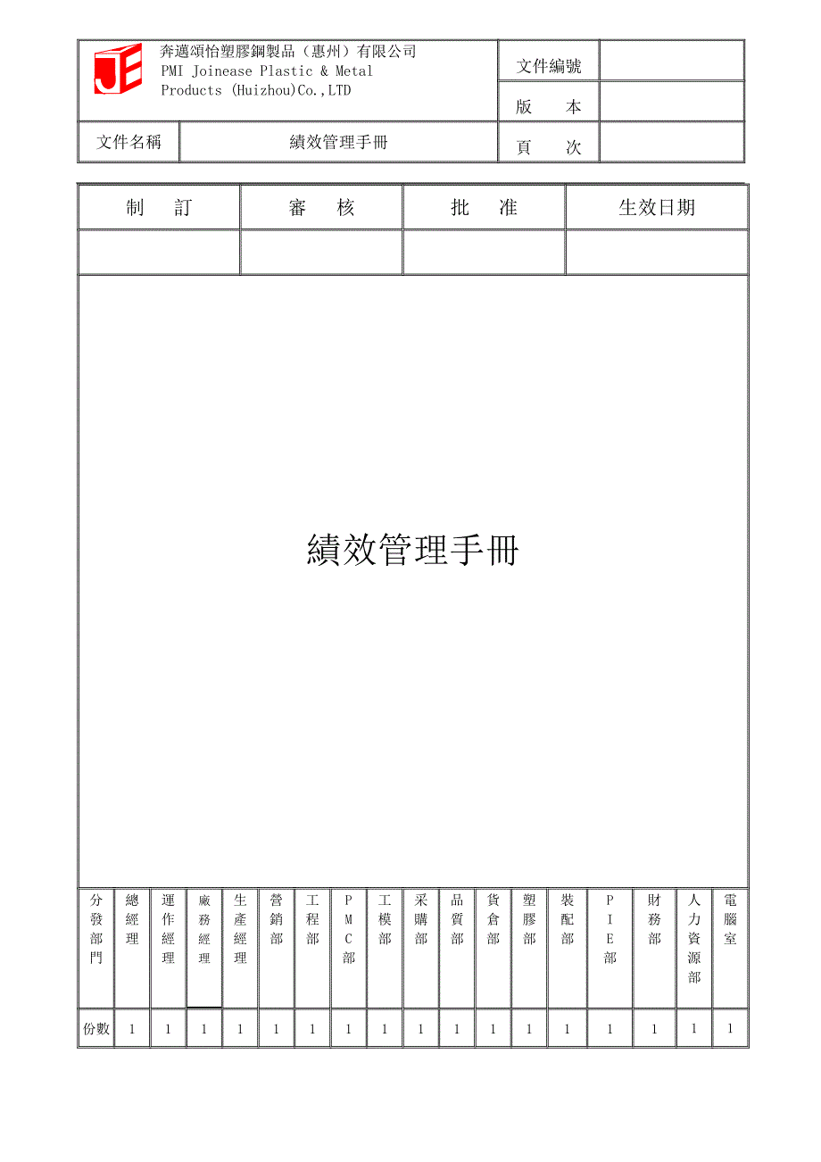 奔迈颂怡绩效管理手册_第1页